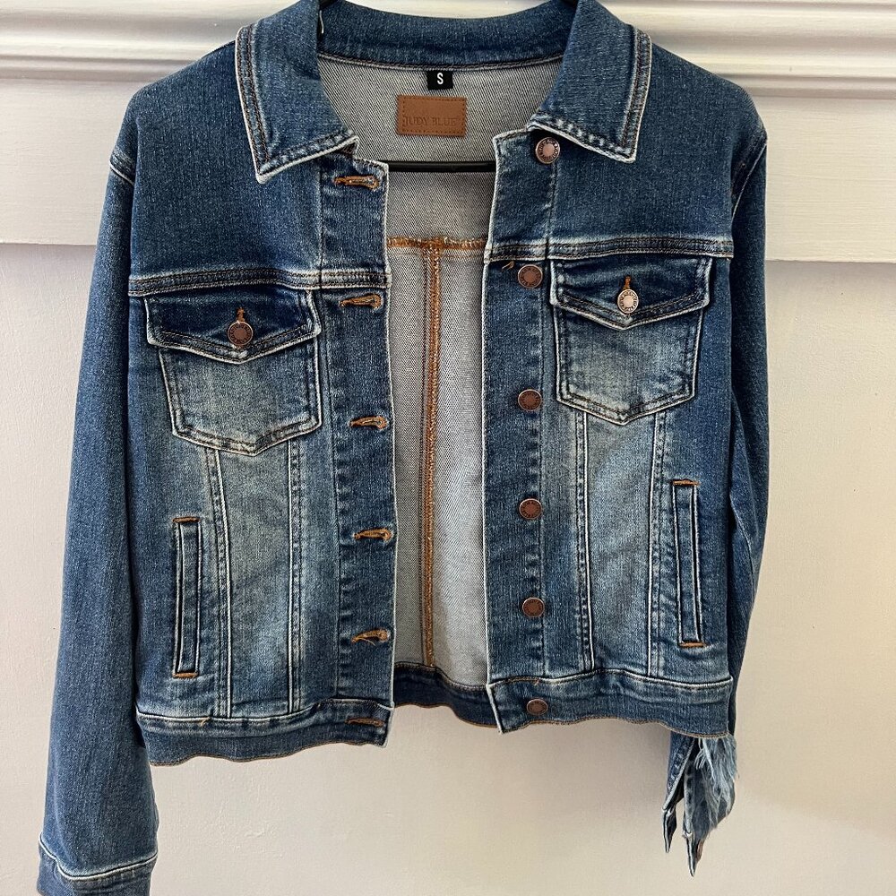 Judy Blue Katie Fringe Denim Jean Jacket Women’s Sz S